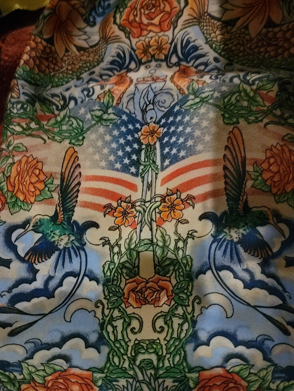 Rockabilly Tattoo Owl Peacock angel wings floral Koi americana Shower Curtain